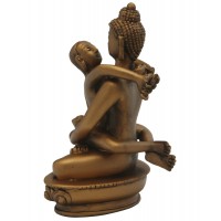 Buddha and Shakti Statue, Bronze Finish, 6 Inches   